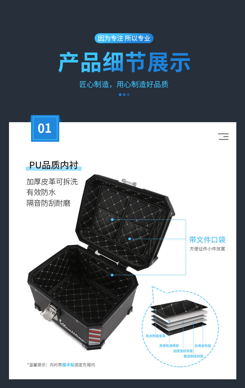Wanlihao Plastic Large-Capacity Motorcycle Tail Box, Electric Vehicle Trunk, Universal Storage for Electric Bicycles