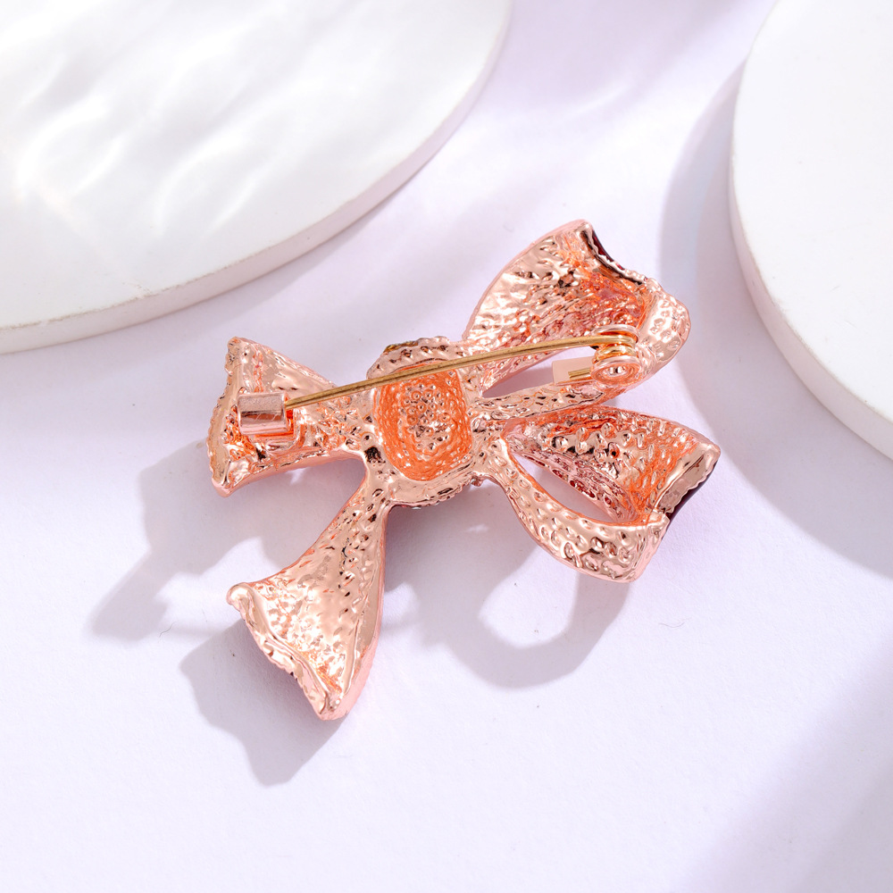 Simple Style Bow Knot Alloy Enamel Plating Inlay Rhinestones Unisex Brooches display picture 2