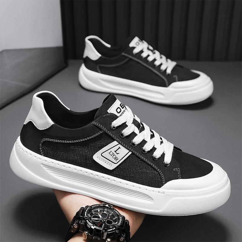 Live 2025 Four Seasons Nuevos zapatos de tela de seda de hielo de calidad Zapatillas de deporte para estudiantes jóvenes Zapatos de hombre transpirables Zapatos de moda Lefu