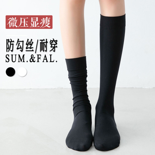 jk socks women's mid-calf socks summer thin velvet black stockings over the knee long stovepipe pile socks spring and autumn white