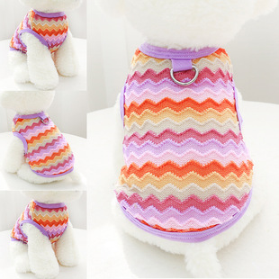 Spring and summer knitted pet puppy clothes teddy schanery bomei bear hollow vest factory wholesale generation