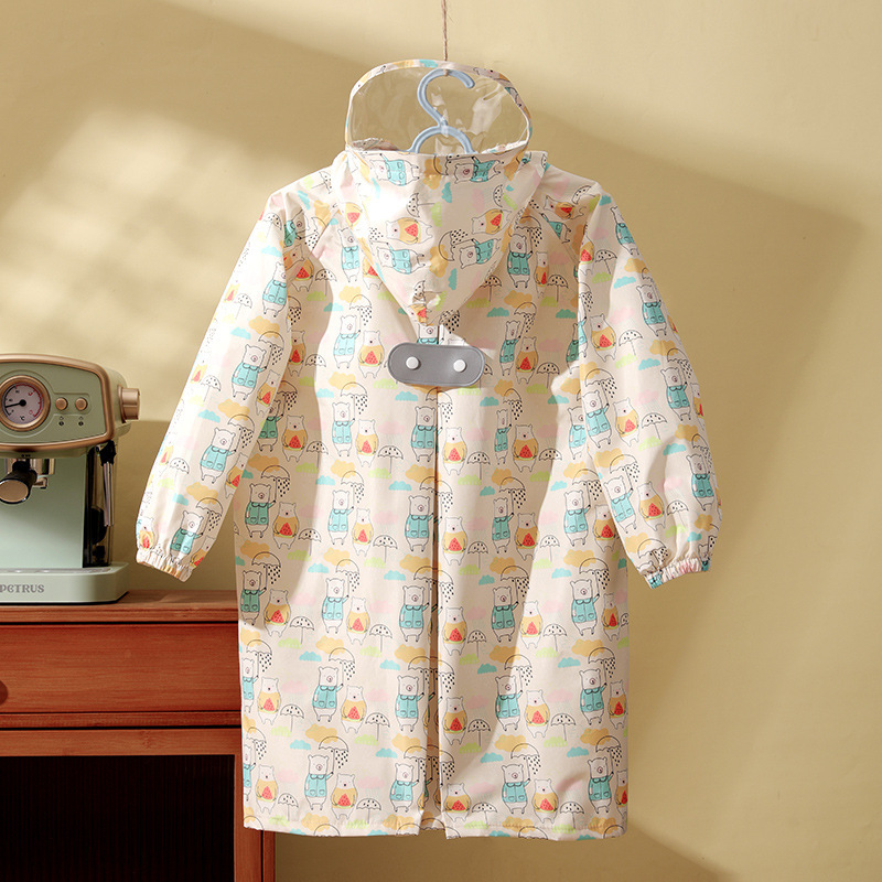 2025 high quality children's raincoat with schoolbag for boys and girls baby children conjoined long waterproof windproof poncho