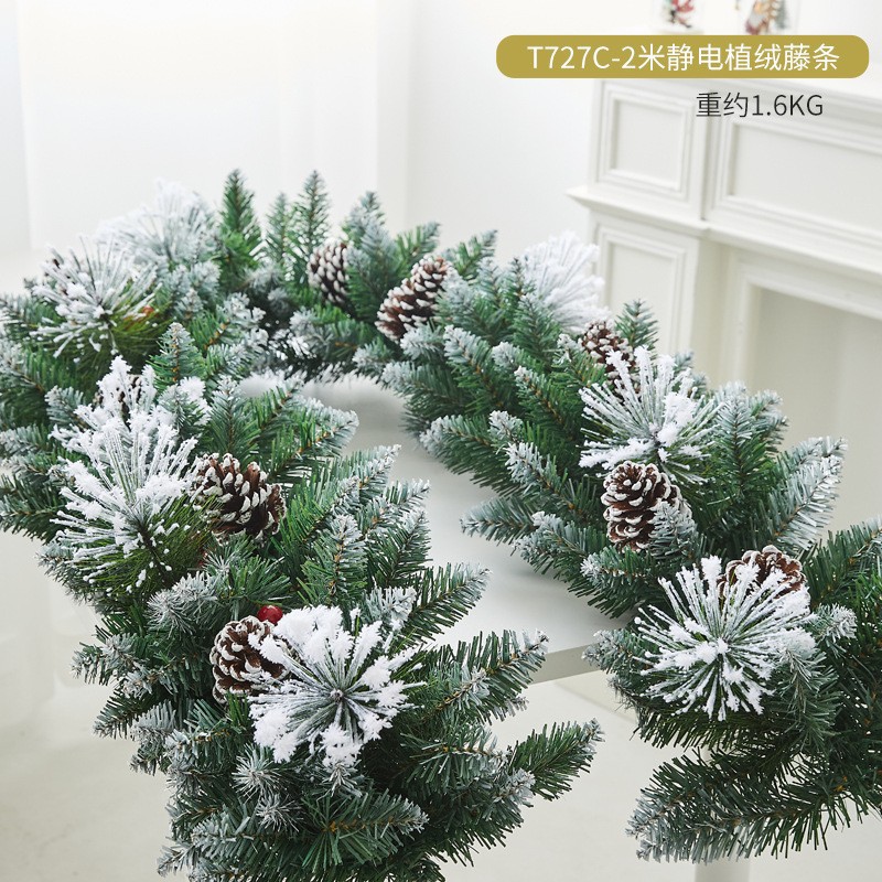 クリスマス装飾品創意暗号化植毛雪花藤条ホテルデパートのショーウインドーのドアの階段手すりの配置