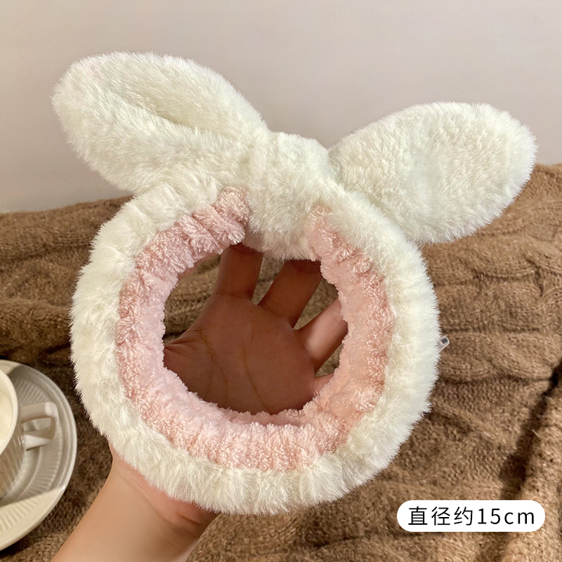 Cartoon facial lavado especial para mujeres 2024 nuevo cabello de peluche maquillaje prensado cabello lindos pinzas de cabello correa tocado