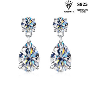 Cross-border hot sale Europe and the United States new classic water droplets moissanite earrings casual earrings ins fashion earrings manufacturers