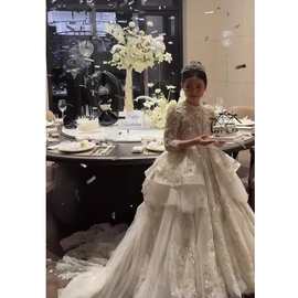 女童主持人生日走秀晚礼服高端冬季儿童高端轻奢钢琴演出公主长裙