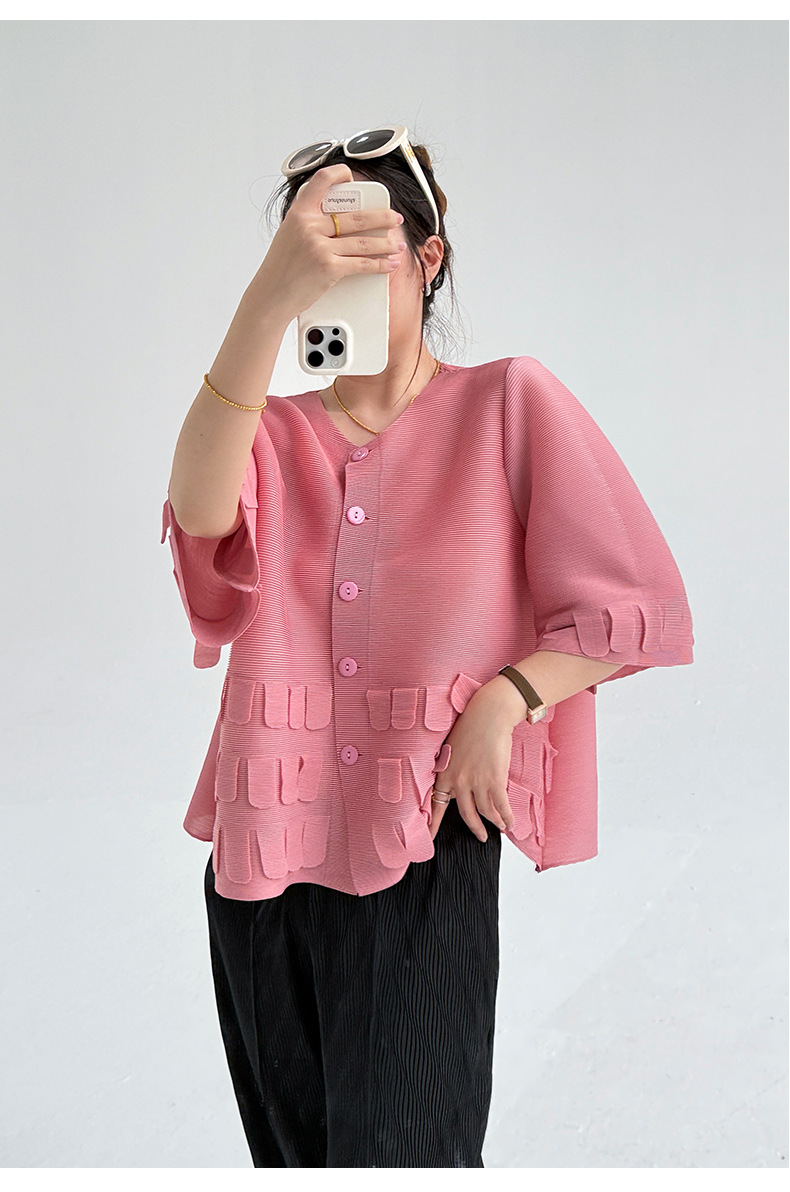 Áo cardigan nữ dáng váy xếp ly tay ngắn phối dáng rộng — Màu đen chi tiết 21