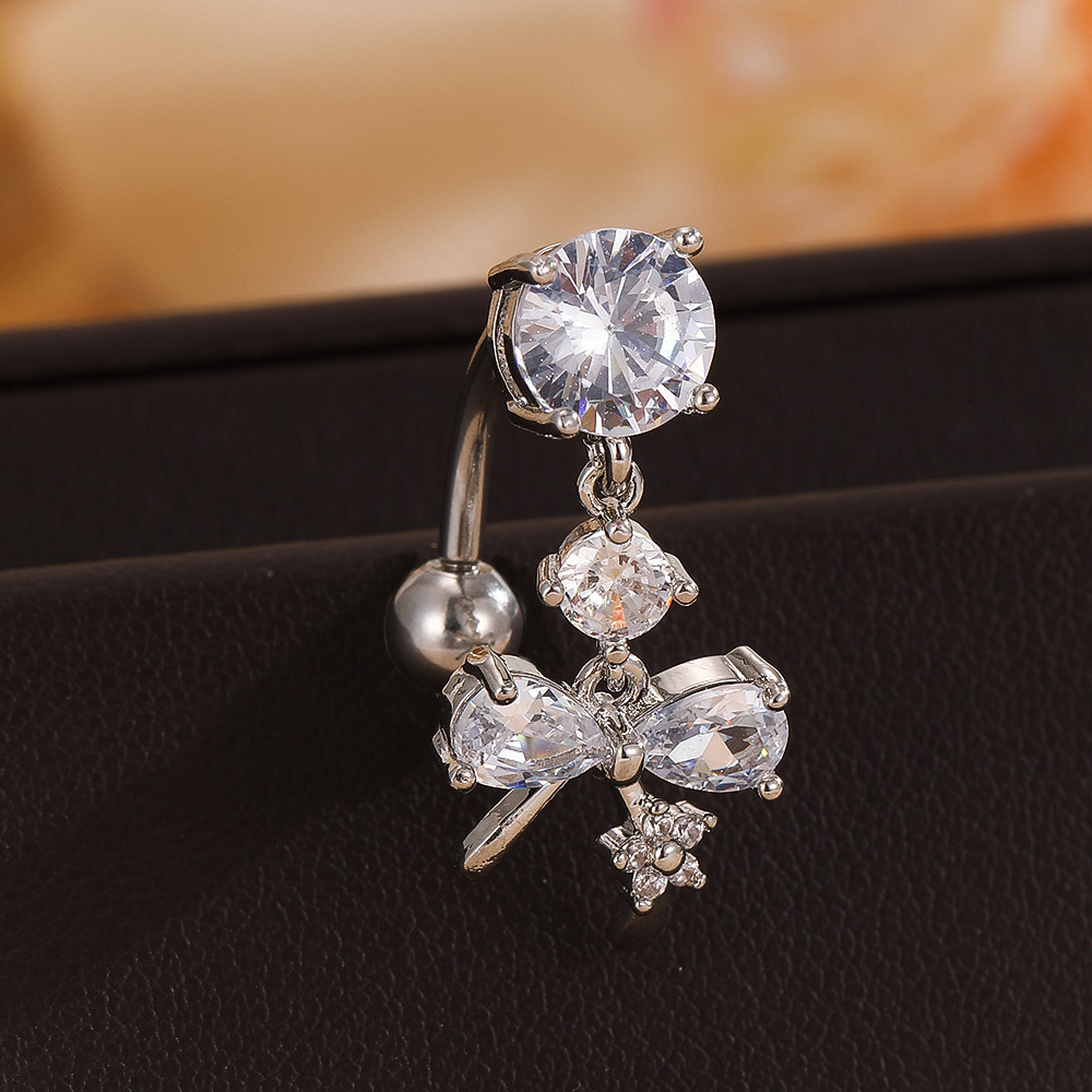 Heart & Star Dangle Belly Button Ring Copper Butterfly Navel Piercing Jewelry detail image 7