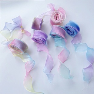 Gradient fishtail yarn flower cake gift packaging ribbon hair accessories handmade diy bow decorative ribbon