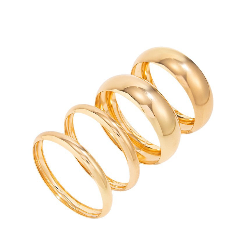 Europa y América de moda transfronteriza brillante boca ancha superpuesta brazalete conjunto de moda personalidad anillo de pigmento de oro exagerado pulsera mujer image 6