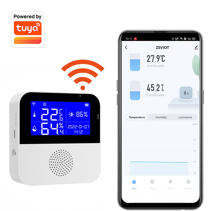 WiFi smart temperature and humidity sensor graffiti smart electronic thermometer indoor wireless mobile phone remote Tuyta