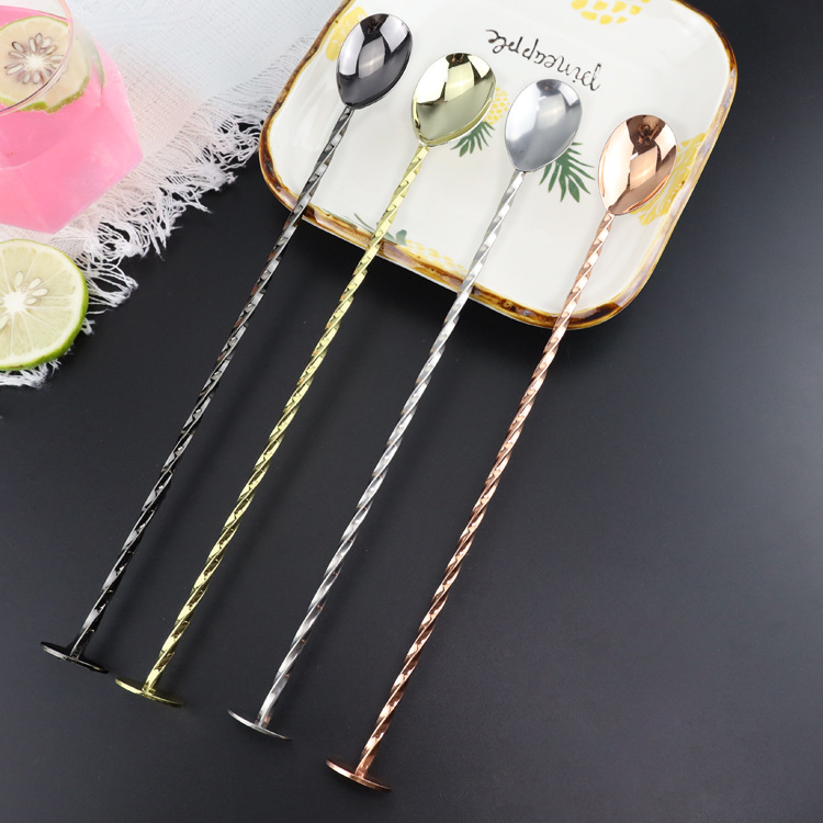 Fabricante de cucharas de barra de acero inoxidable estilo americano, cucharas de barra, varillas para mezclar, cucharas para cócteles, varillas para remover cócteles, palitos para cócteles, cucharas para cócteles. image 5