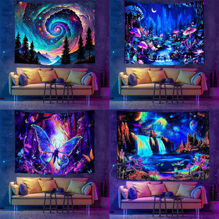 Cross-border explosions uv fluorescent tapestry luminous mushroom horror skull home decoration tapestry cloth party decoration tapestry