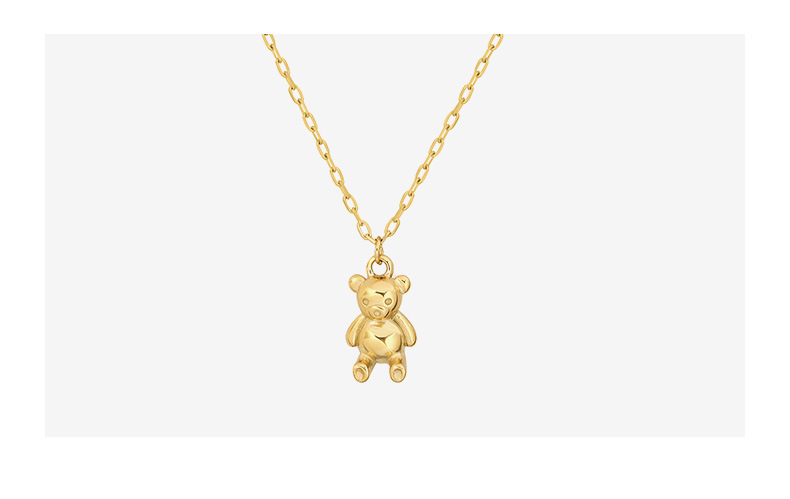 2021 Fall Cute Bear Chubby Pendant Necklace Korean New Titanium Steel Clavicle Chain Jewelry display picture 2