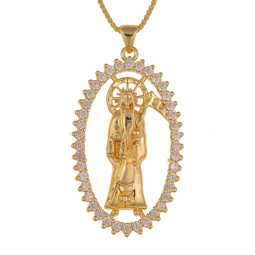 New Inlaid Zircon Madonna Of Death Pendant Necklace Wholesale Nihaojewelry display picture 7