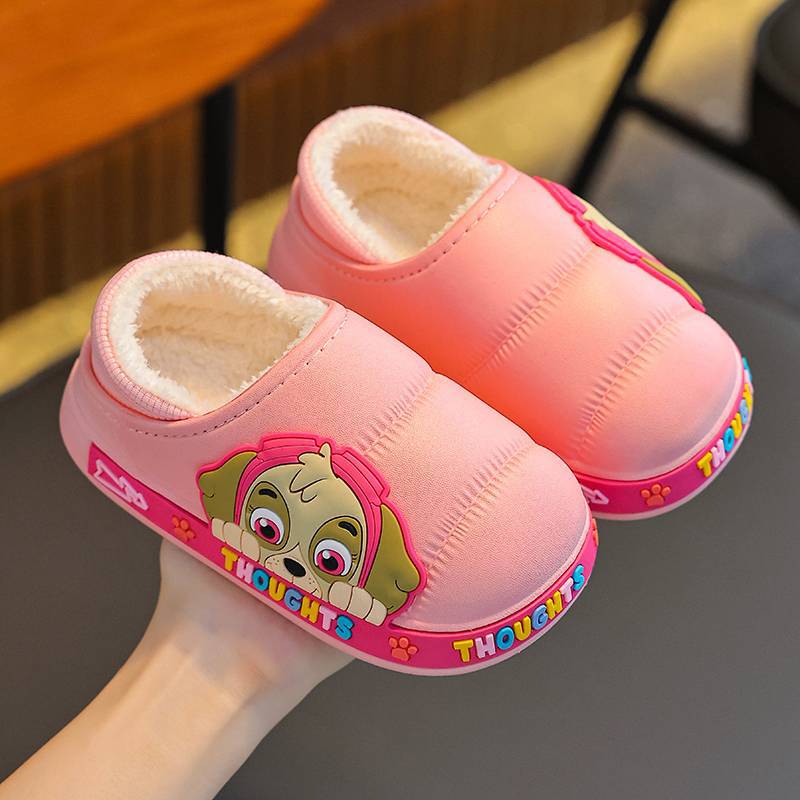 Zapatillas de algodón para niños de invierno para niños, niñas y niños, calentamiento de terciero impermeable para bebés, zapatos de talón de algodón