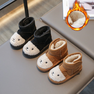 Baby Girls' snow boots children's winter short boots fleece-lined thick large cotton shoes baby warm shoes boys' snow Cotton