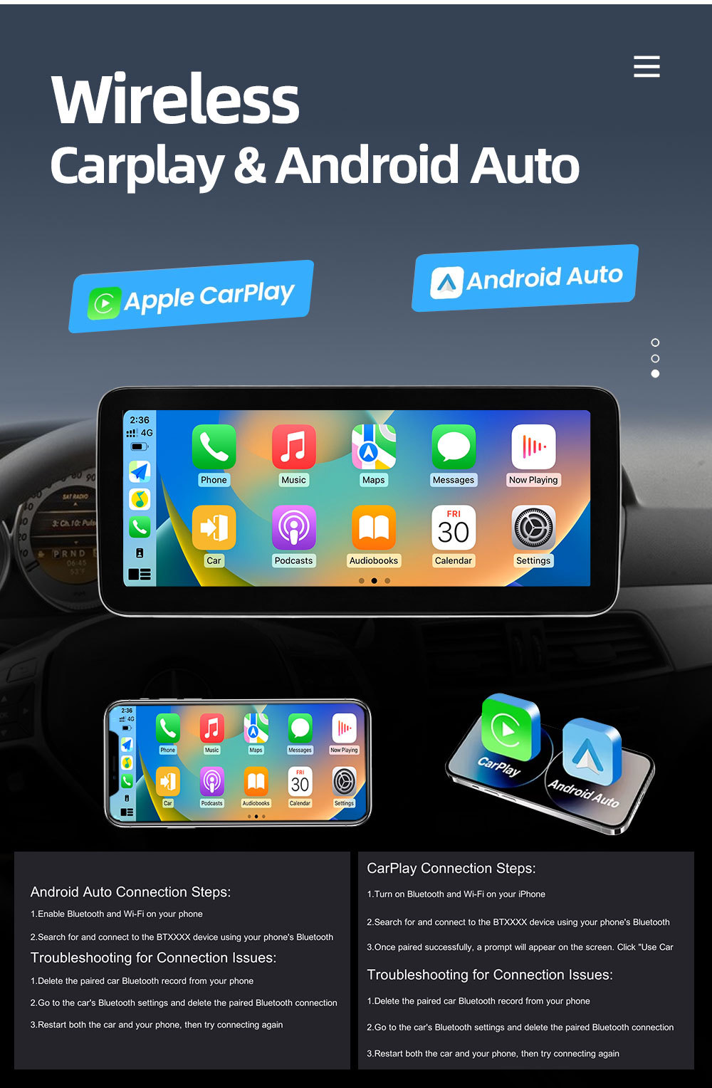 Suitable for Mercedes-Benz C-Class W204 S204 Car Central Control Large Screen Carplay Navigation System