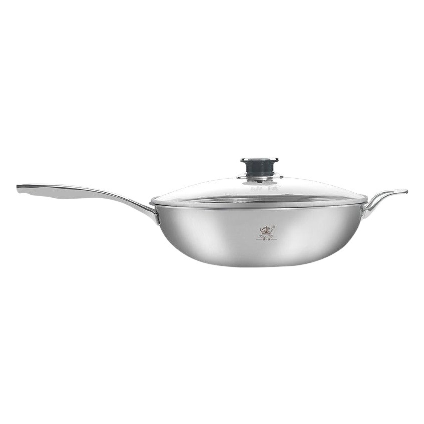 Wok de titanio Kangti WOK de titanio puro wok compuesto de cinco capas wok menos negro de humo sin óxido sin recubrimiento cocina de inducción de gas adecuado