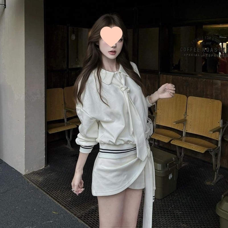韩系新款小众不规则设计感上衣半身裙两件套秋季时尚感百搭套装女|undefined