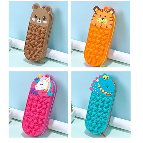 Cartoon Unicorn Children's Stationery Box Creative Mouse Killer Pioneer Squeeze Fun Stress Relief Large Capacity Durable Storage Pen Pouch