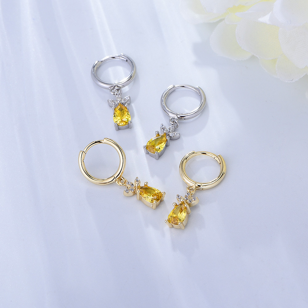 El comercio exterior europeo y americano s925 pendientes de circón de piña de plata esterlina hembra dulce lindo pendientes frescos de alta calidad al por mayor