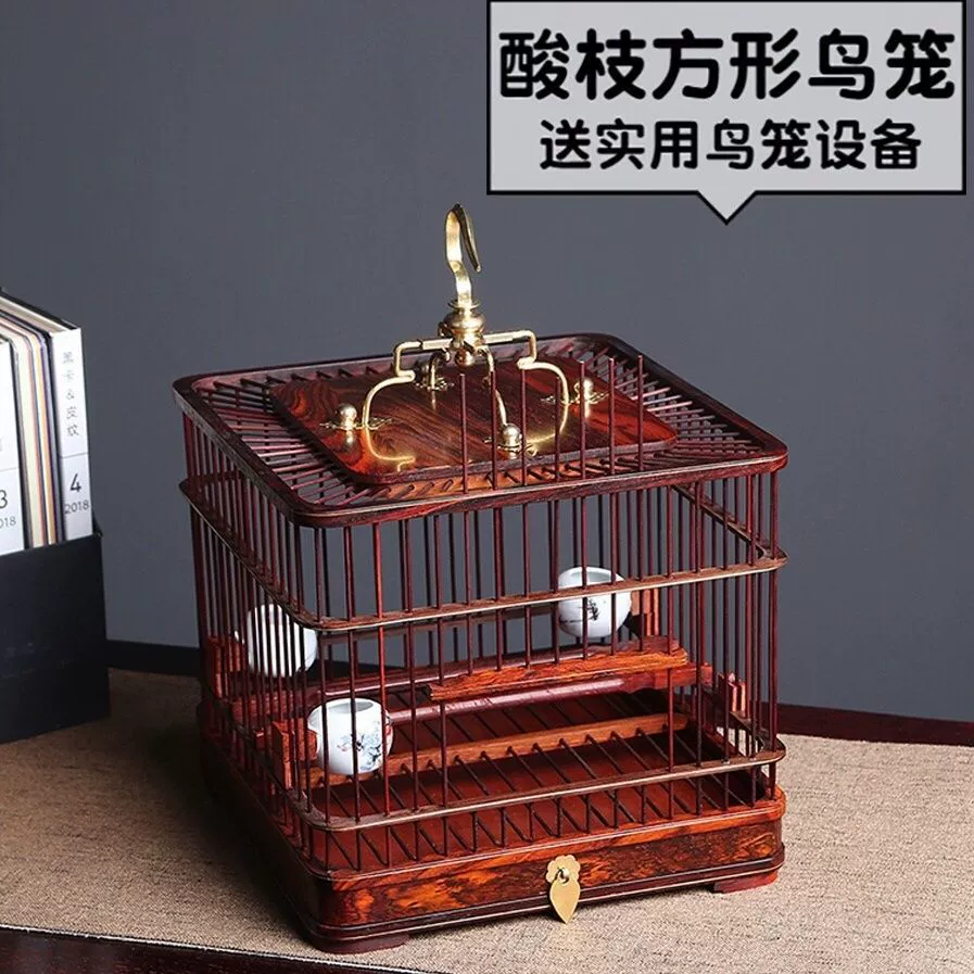 Квадратная клетка из красного дерева ручной работы