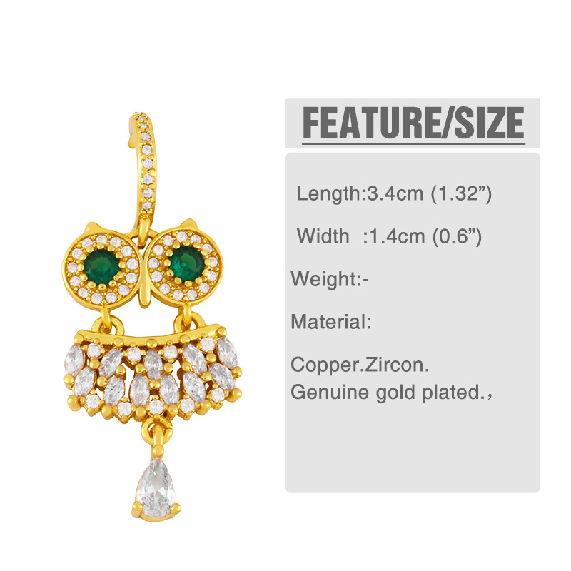 Fashion Creative Zircon Animal Owl Earrings Wholesale Nihaojewelry display picture 1