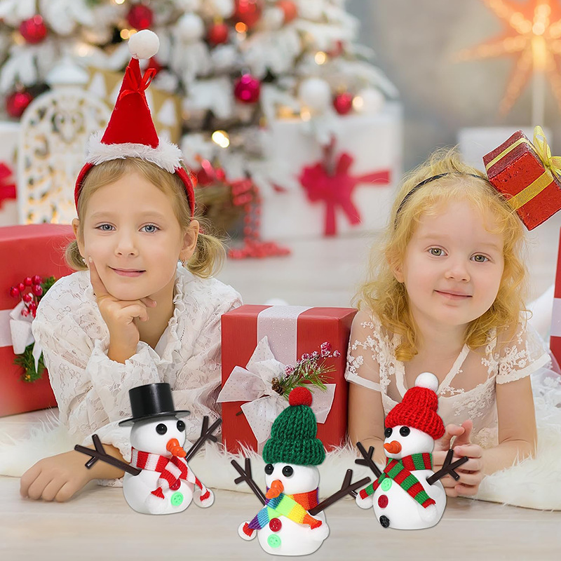 12 piezas de artesanía navideña kits de bricolaje para niños decoración de muñeco de nieve creativa arcilla seca al aire ultraligera regalo de vacaciones