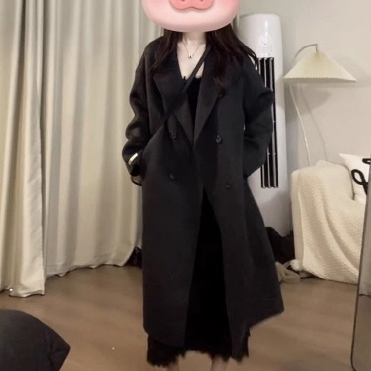 感毛呢外套呢子大衣女秋冬新款加绒加厚赫本风中长款小个子女|undefined