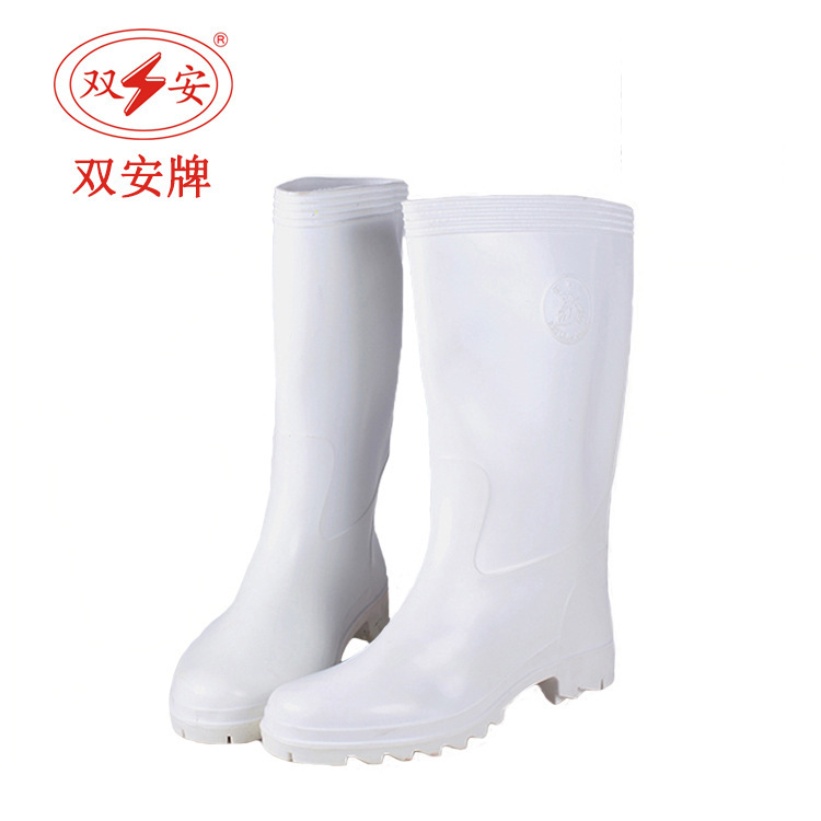 双安牌 PVC耐油耐酸碱靴/防水/雨靴/白色/食品靴/化工靴/模压靴