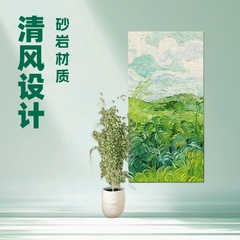 無垢材装飾絵画リビングルーム玄関ホール廊下吊り絵画手描きグリーン通路背景壁アート油絵レトロ