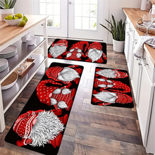 跨境圣诞节厨房地垫易打理水晶绒地垫家用耐磨垫两件套进门地垫