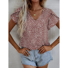 N 26286 Heart print ruffle tops ����ӡ����Ҷ�����¿羳��