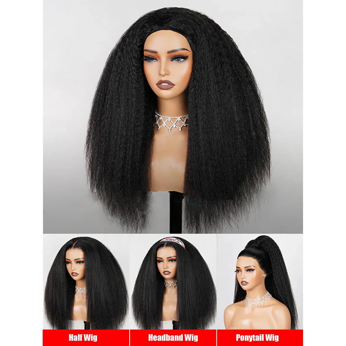 Parrucca lunga liscia in capelli sintetici con coulisse_voghion.com