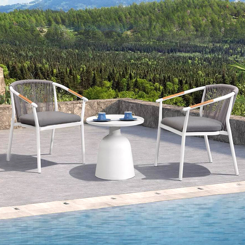 Mesa y silla de patio al aire libre combinación de villa de ocio hotel jardín al aire libre tela de caña balcón al aire libre combinación de silla de caña residencial image 4
