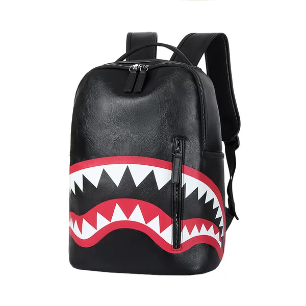 Cross-border men's backpack, travel bag, fashionable plaid backpack, student school bag, large-capacity street fashion shark bag