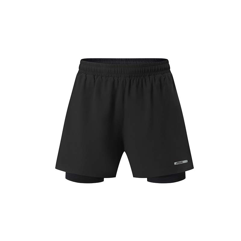 Verano hombres deportes fitness pantalones cortos de doble capa de secado rápido transpirable correr casual pantalones de tres puntos en stock impreso Modificación del logotipo