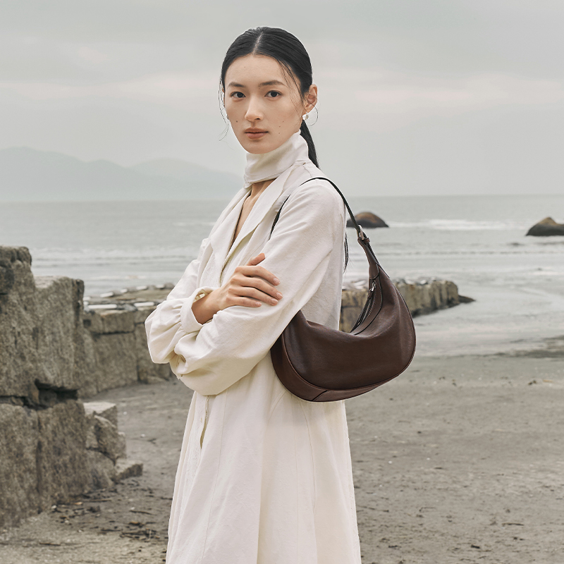 [New Year Gift] Qiu-Zhen Vegetable-Tanned Sheepskin Crescent Hobo Bag Versatile Commuter Crossbody Shoulder Bag For Women - Thumbnail 2