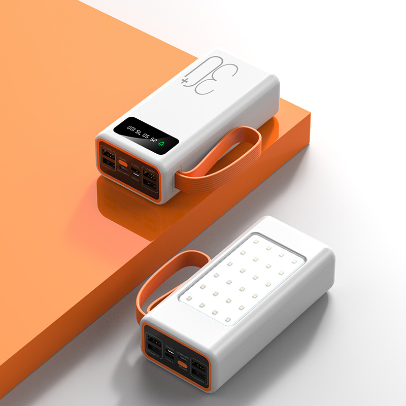 Punto de emisión rápida, banco de energía solar de gran capacidad, carga rápida de 50000 mAh, luz de campamento al aire libre, fuente de alimentación móvil