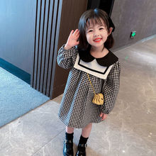 女宝宝秋装裙子2021新款小童长袖海军风小女孩连衣裙女童洋气W005