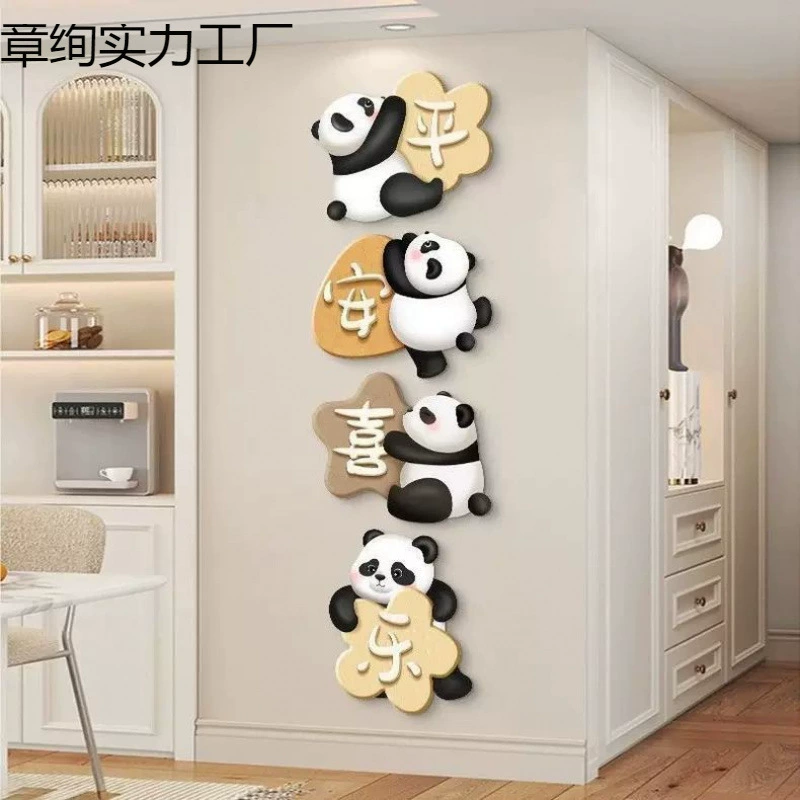 Современная минималистичная декоративная картина с пандой для гостиной, ТВ, мультфильм, 3D, настенная подвеска для прихожей