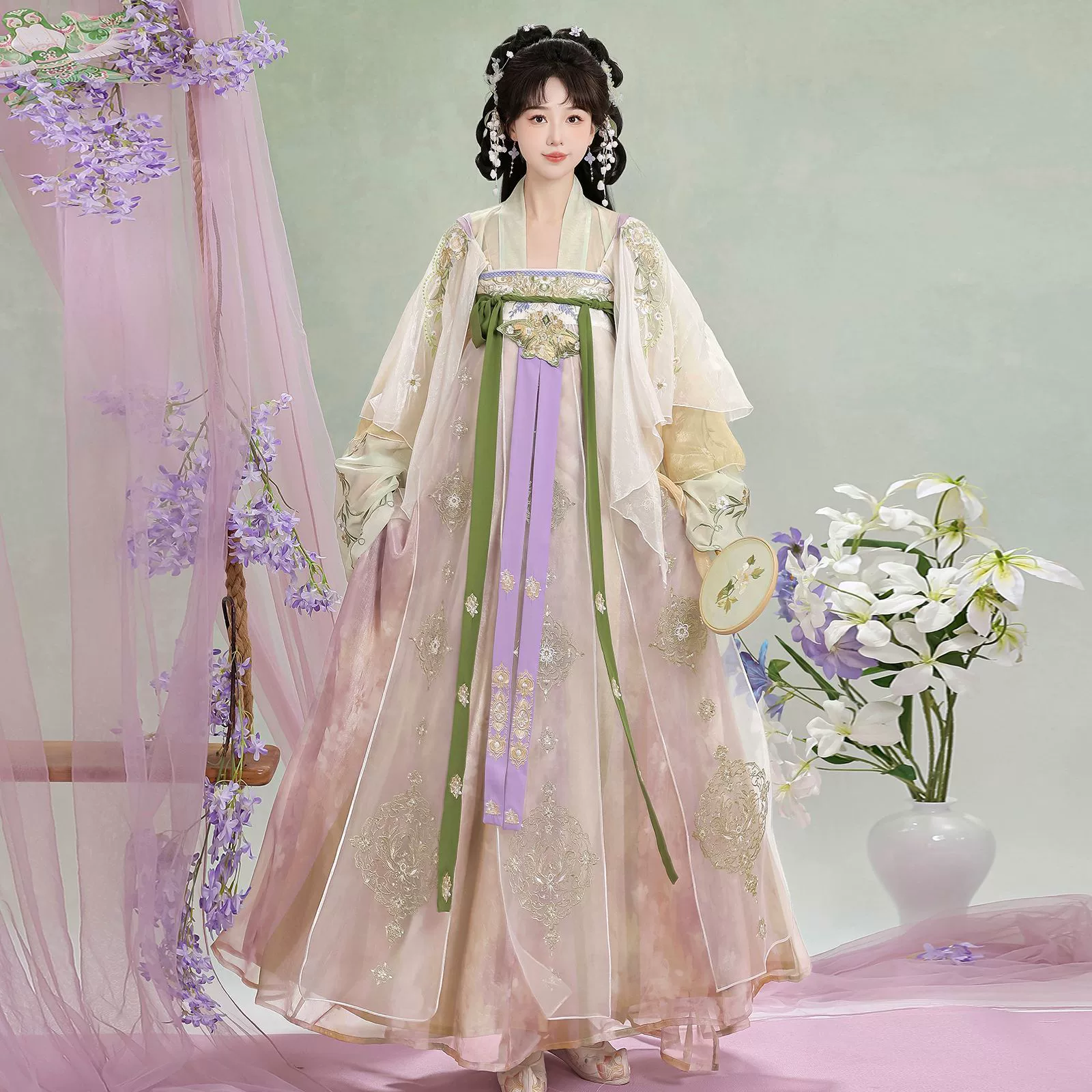 Оригинальная женская юбка длиной до груди и плащ с вышивкой в ​​стиле Тан 2025 года, сказочный повседневный весенне-летний супер-сказочный костюм