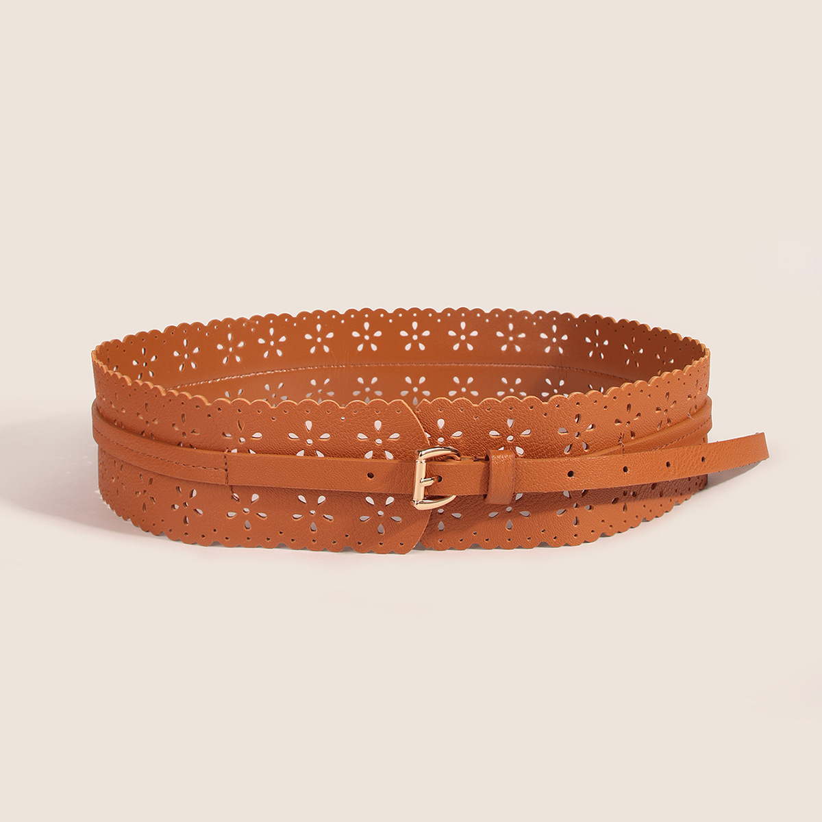 Flower Pattern Retro Flower Pu Leather Women's Leather Belts 1 Piece
