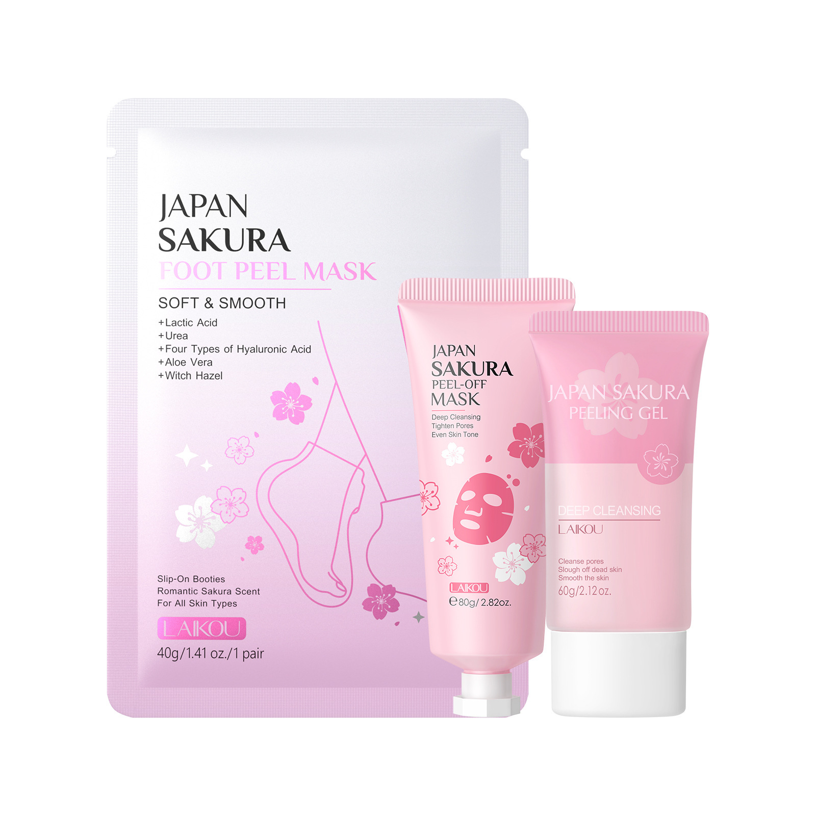Nuevos productos transfronterizos LAIKOUFENYIQUIYUM combinación de flores de cerezo leche caracol paquete de cuidado de la piel comercio exterior en stock