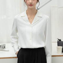 2025实拍现货白色V领衬衫女西装长袖上衣面试穿搭职业正装上衣
