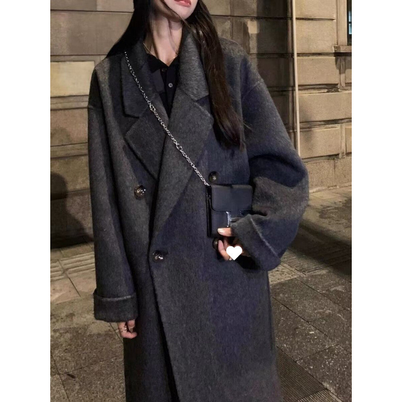 High-End Cashmere Coat, New Mid-Length Korean Style, Lazy Style Wool Loose Fit Versatile Coat