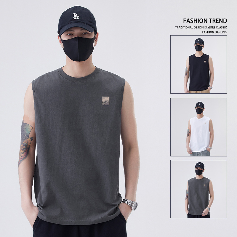 White Sleeveless T-Shirt Men's Summer Thin Ice Silk Fashion Brand Sports Fitness Waistcoat Loose Casual Outer Wear Vest White Sleeveless T-Shirt Men's Summer Thin Ice Silk Fashion Brand Sports Fitness Waistcoat Loose Casual Outer Wear Vest