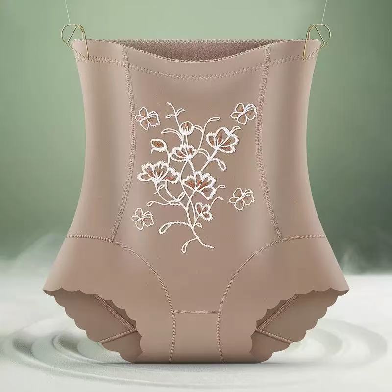 Pantalones de vientre de cintura alta bordados tridimensionales exquisitos de alto lujo, sin costuras, transpirables, ropa interior de mujer de gran tamaño, pantalones de cuerpo de cintura moldeados