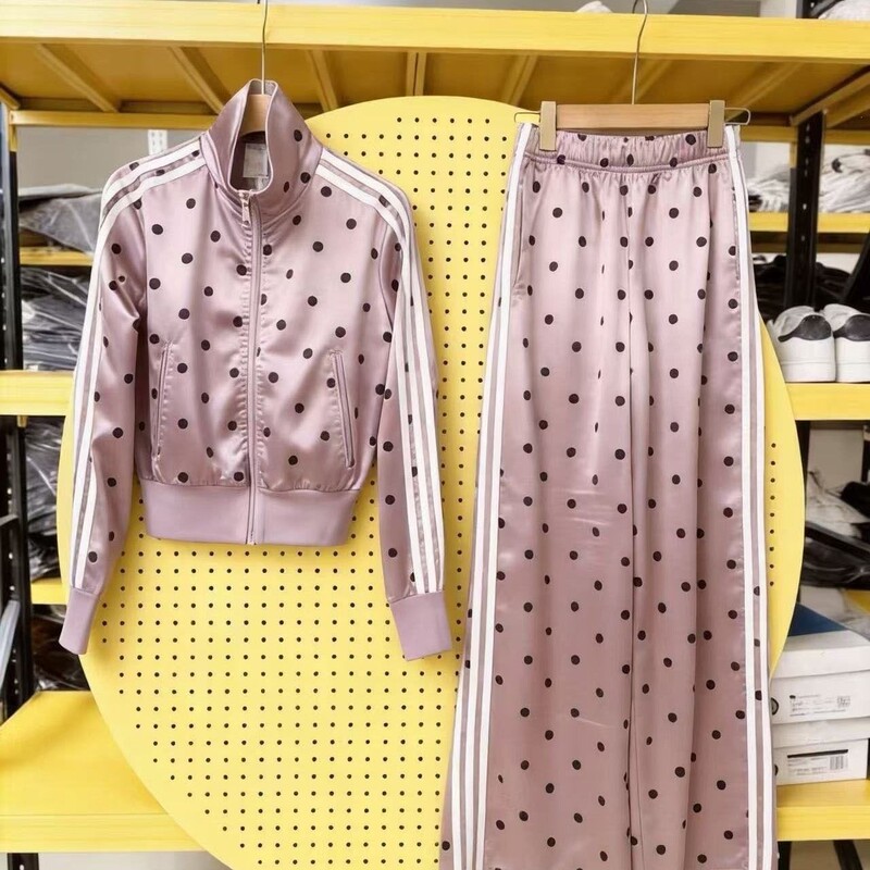 Spring new flocked printed polka dot stand-up collar jacket for women, slim-fit sweet sun-protective coat, cross-border foreign trade set Spring new flocked printed polka dot stand-up collar jacket for women, slim-fit sweet sun-protective coat, cross-border foreign trade set